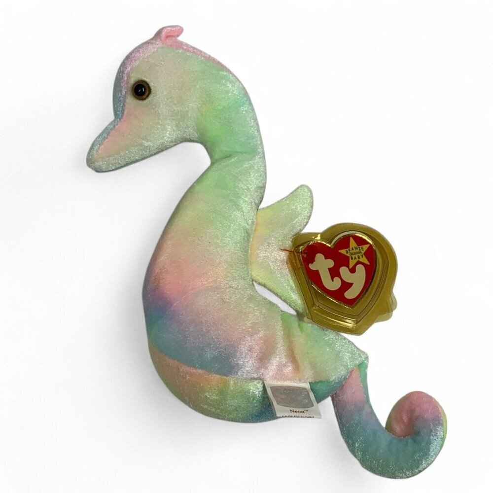 TY Beanie Babies Neon The Sea Horse Tie Dye 8" Plush Toy Collectible 1999 NWT
